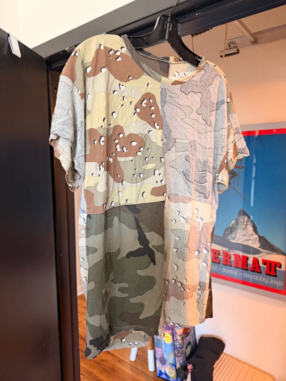 Maison Margiela MM6 Camouflage Patchwork Tee in Green & Brown